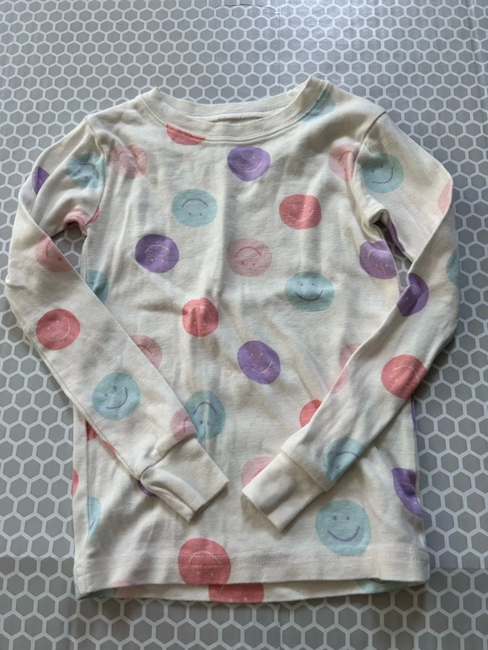 Carter's Cream Pajama Set with Pink, Purple & Blue Smiley Dots Size 6